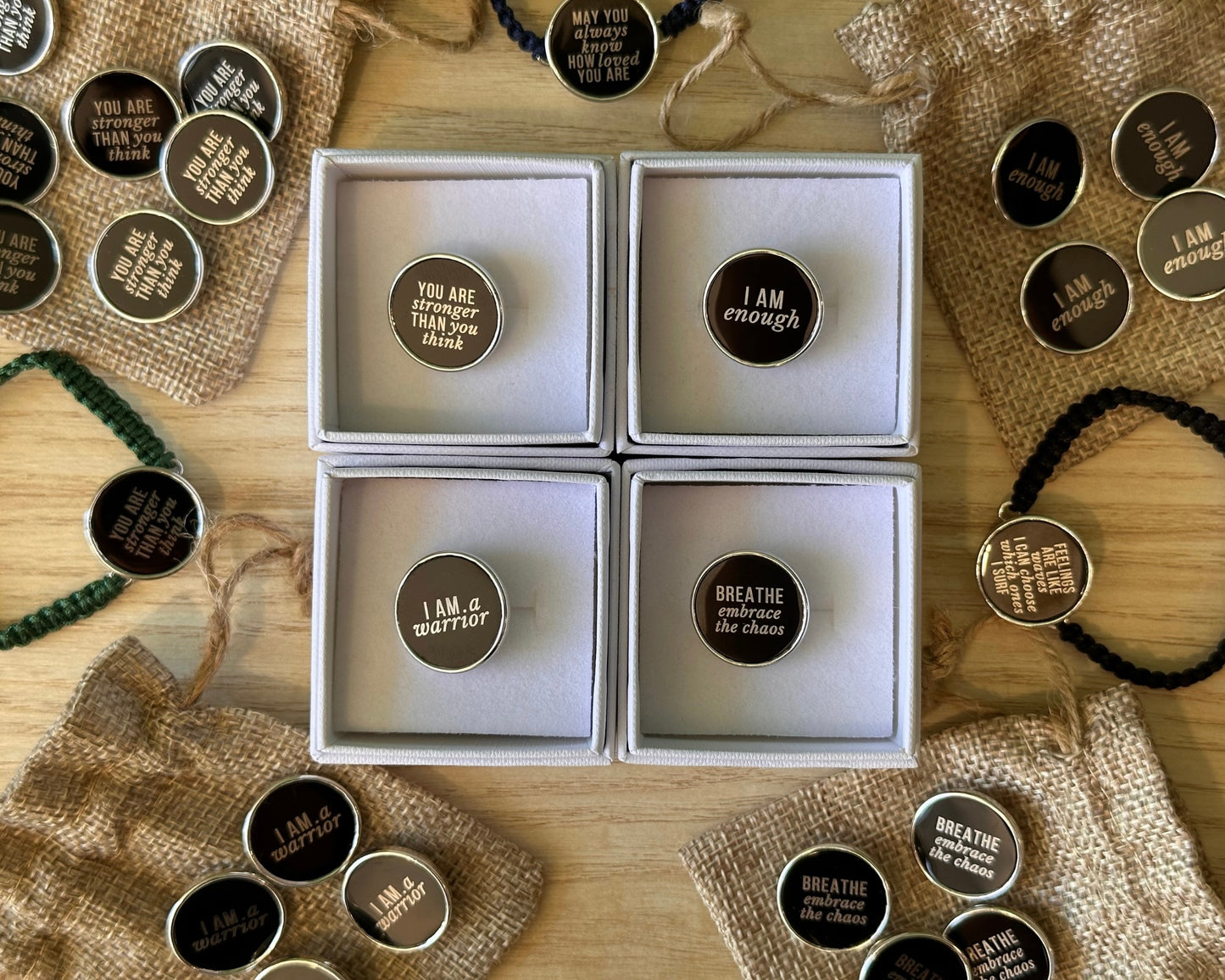Message Bracelet Wrap with natural stones