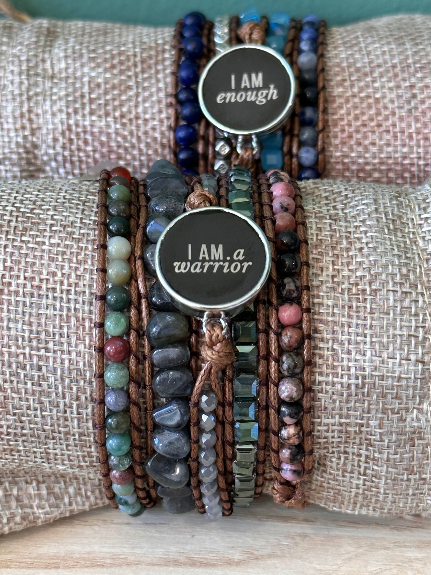 Message Bracelet Wrap with natural stones