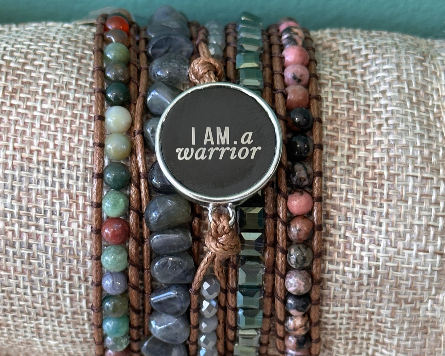 Message Bracelet Wrap with natural stones