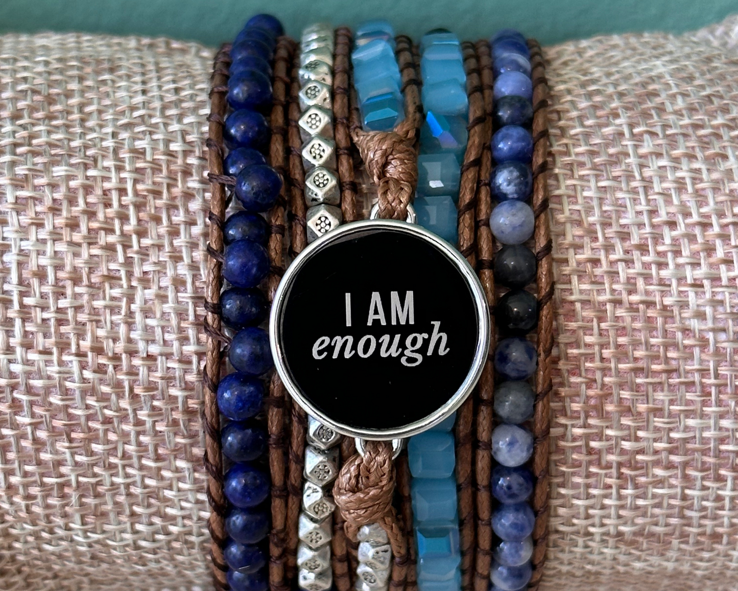 Message Bracelet Wrap with natural stones