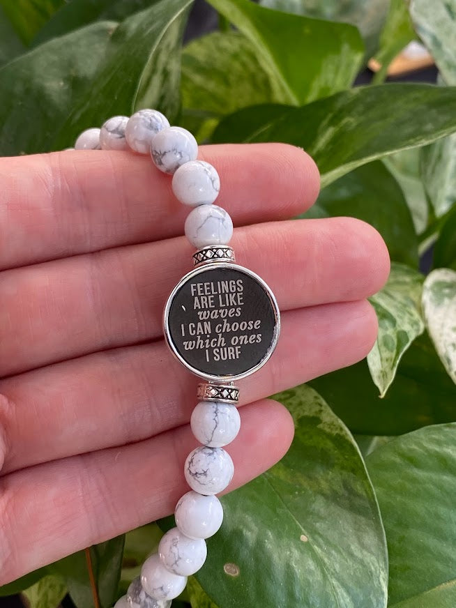 Message Bracelet on white stone bracelet