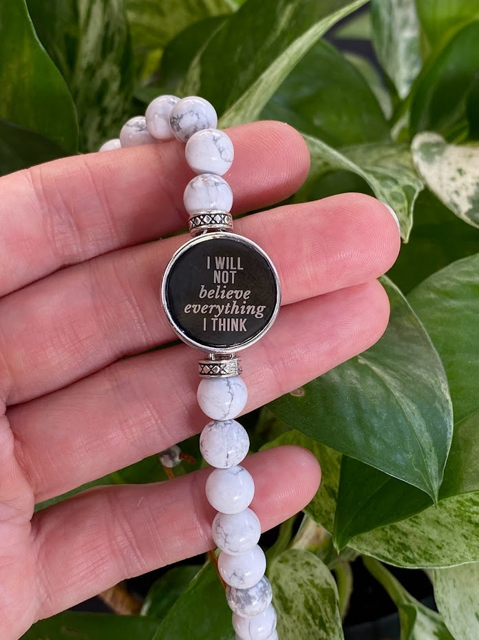 Message Bracelet on white stone bracelet